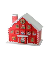 Northlight 10.25" Red and White Advent House with Chimney Storage Box