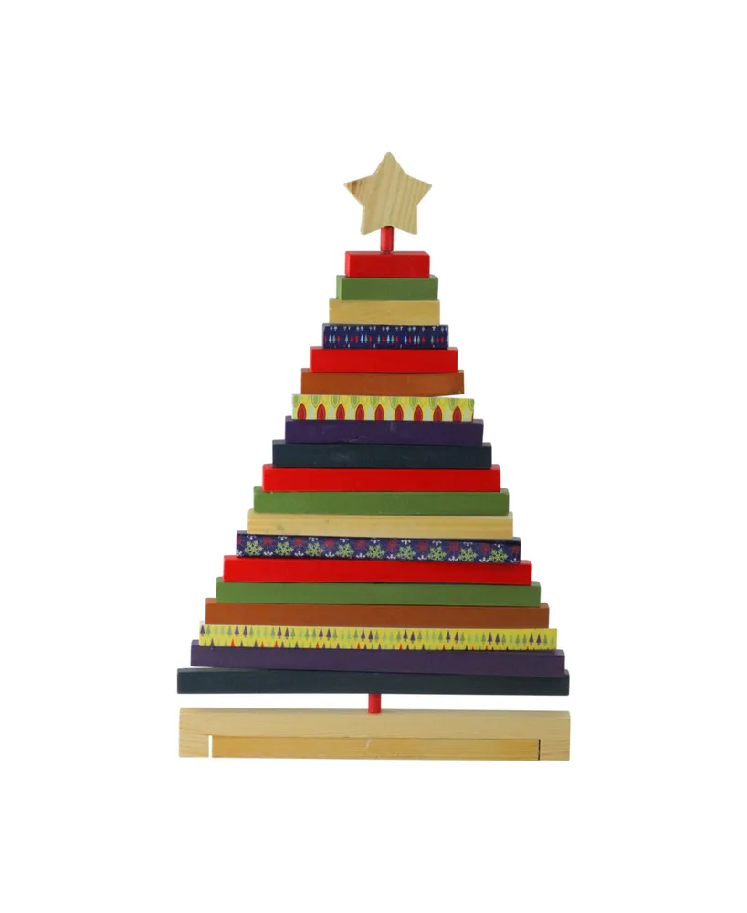 Northlight 15.5" Adjustable Multi-Colored Wooden Decorative Christmas Tree Tabletop Decoration