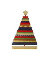 Northlight 15.5" Adjustable Multi-Colored Wooden Decorative Christmas Tree Tabletop Decoration