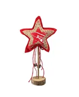 Northlight 15" Country Rustic Red and Brown Star with Bells Christmas Tabletop Decoration