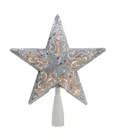 Northlight 8.5" Silver Glitter Star Cut-Out Design Christmas Tree Topper - Clear Lights