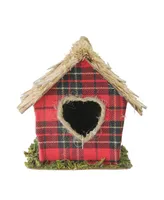 Northlight 5.25" Red Plaid Christmas Birdhouse Ornament with Heart Shaped Door