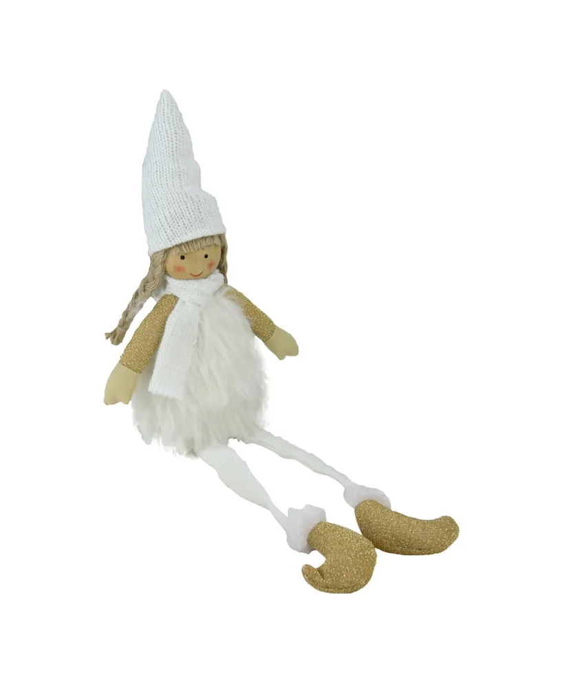 Northlight 16" Sitting Girl with Hat Scarf and Dangling Legs Tabletop Decoration