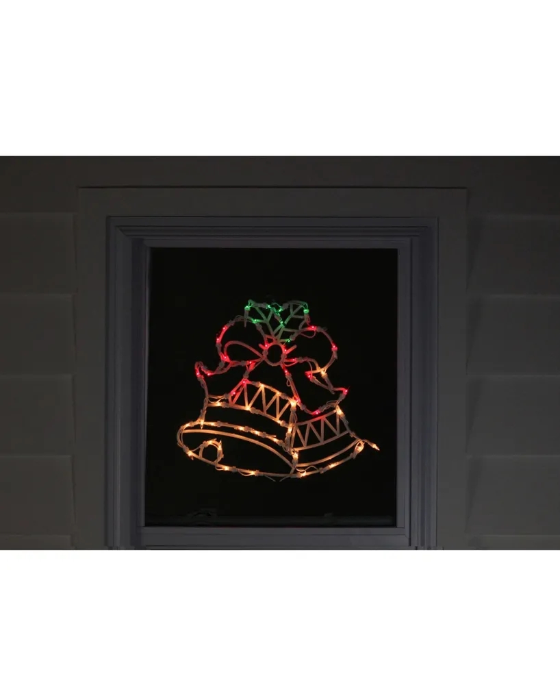 Northlight 18" Lighted Bells with Bow Christmas Window Silhouette Decoration