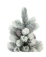 Northlight 19" Flocked Mini Pine Artificial Christmas Tree in Burlap Base - Unlit