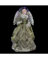 Northlight 16" Lighted Fiber Optic Angel in Metallic Gold Gown with Harp Christmas Tree Topper