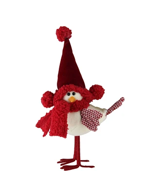 Northlight 10" Standing White Bird with Red Scarf and Hat Christmas Tabletop Decoration