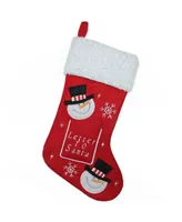 Northlight 16" Red and White Embroidered Snowmen Letter to Santa Christmas Stocking