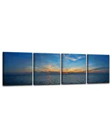 Ready2HangArt Bahamas Sunset 4 Piece Wrapped Canvas Coastal Wall Art Set, 20" x 64"