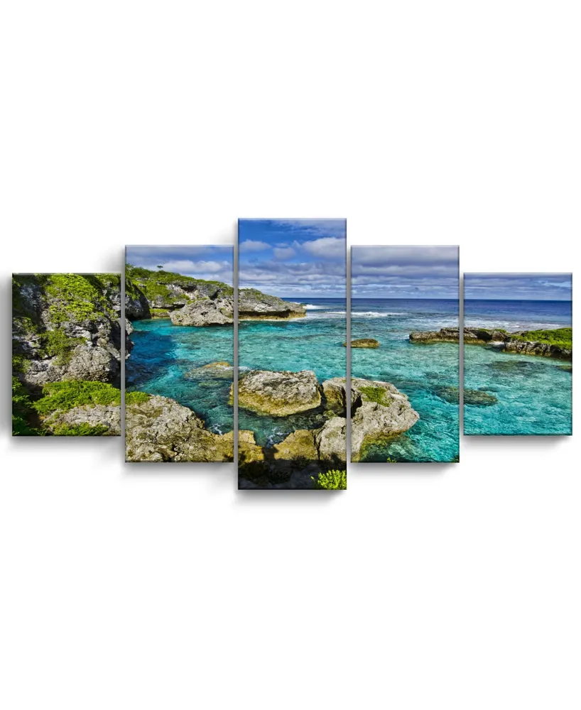 Ready2HangArt Seaglass Iii 5 Piece Wrapped Canvas Coastal Wall Art Set, 30" x 60"