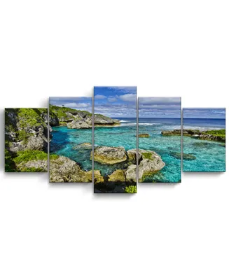 Ready2HangArt Seaglass Iii 5 Piece Wrapped Canvas Coastal Wall Art Set, 30" x 60"