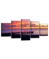 Ready2HangArt Mex Sunset Ii 5 Piece Wrapped Canvas Coastal Wall Art Set, 30" x 60"