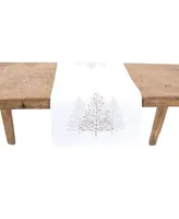 Manor Luxe Festive Trees Embroidered Christmas Table Runner