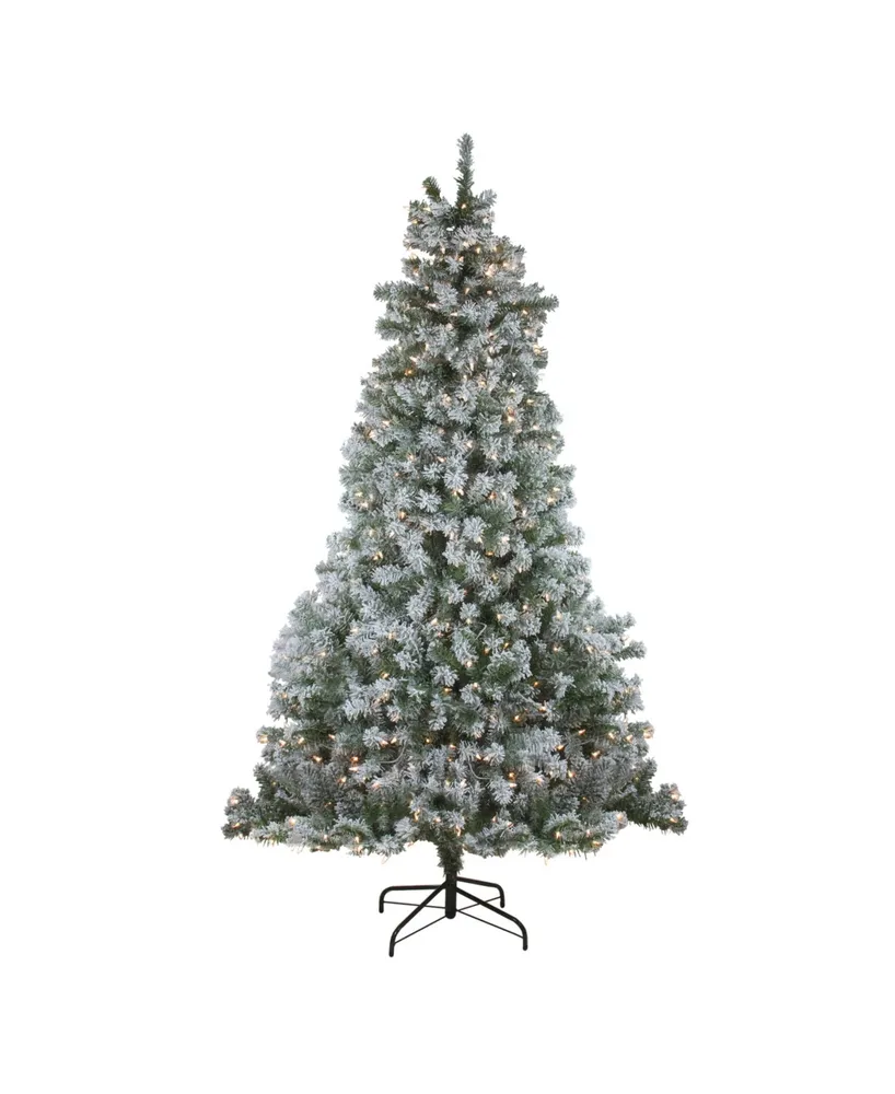 Northlight 7.5' Pre-Lit Flocked Winema Pine Artificial Christmas Tree - Clear Lights