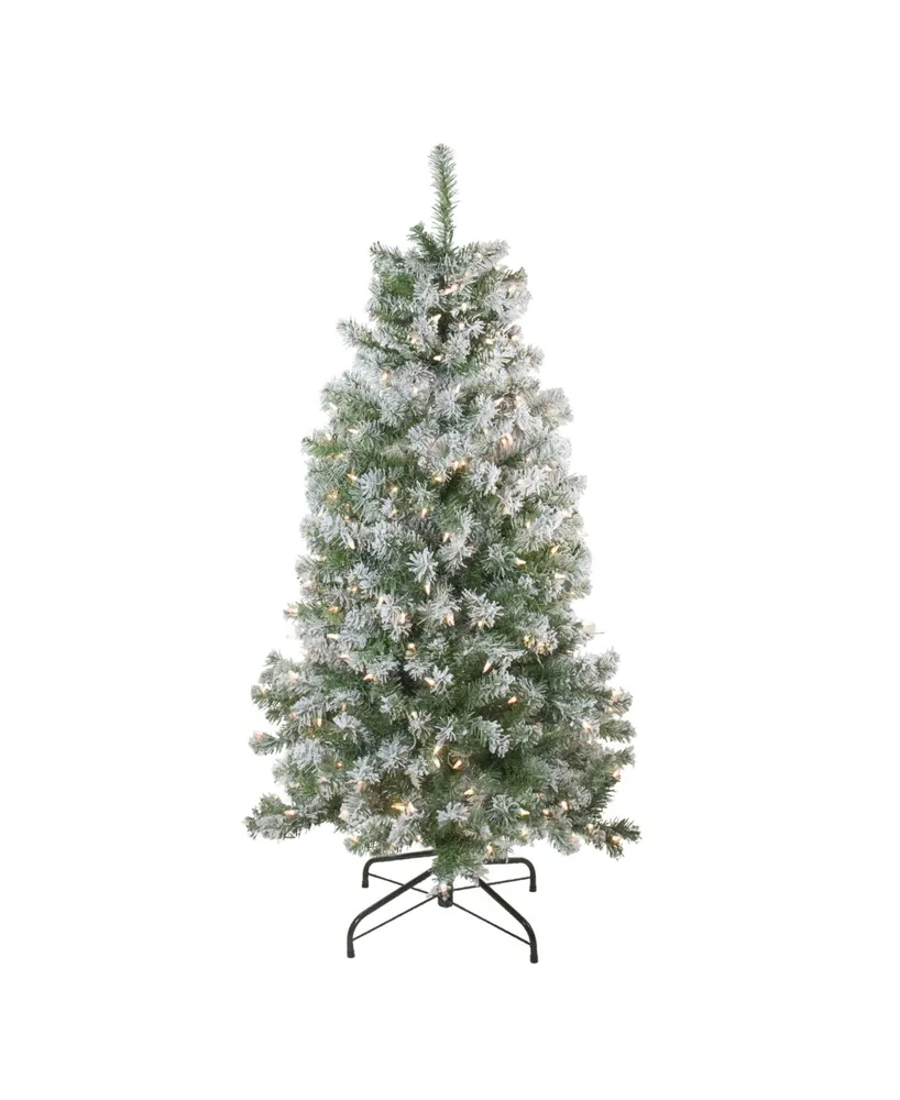 Northlight 4.5' Pre-Lit Flocked Winema Pine Artificial Christmas Tree - Clear Lights