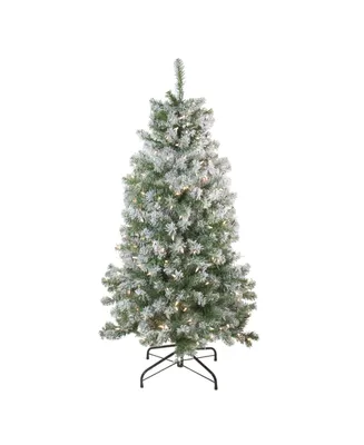 Northlight 4.5' Pre-Lit Flocked Winema Pine Artificial Christmas Tree - Clear Lights