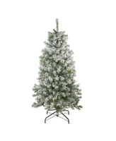 Northlight 4.5' Pre-Lit Flocked Winema Pine Artificial Christmas Tree - Clear Lights