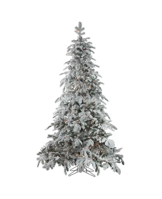 Northlight 7.5' Pre-Lit Flocked Whistler Noble Fir Artificial Christmas Tree - Clear Lights