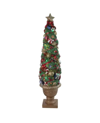 Northlight 5' Led and Fiber Optic Lighted Christmas Topiary in Gold Pot Outdoor Decoration