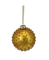 Northlight 4" Golden Yellow Glitter Dot Ball Christmas Ornament