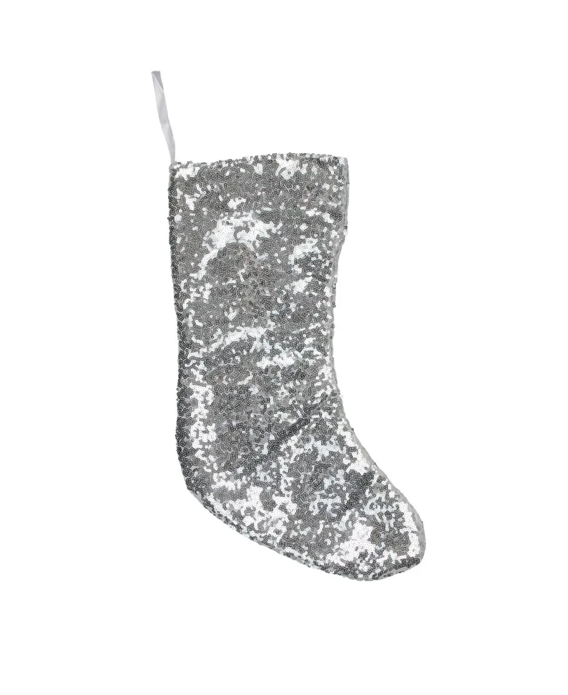 Northlight 17.5" Silver Paillette Sequins Christmas Stocking