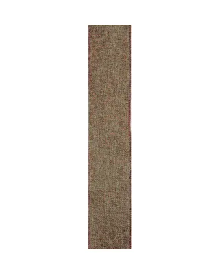 Northlight 2.5" Beige Burlap and Red Trim Wired Christmas Craft Ribbon