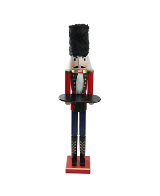 Northlight 48.25" Wooden Red Christmas Butler Nutcracker with Tray