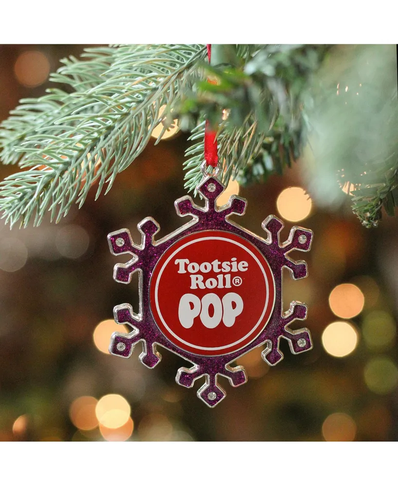 Northlight 3.5" Silver Plated Pink Snowflake Tootsie Roll Pop Candy Logo Christmas Ornament with European Crystals
