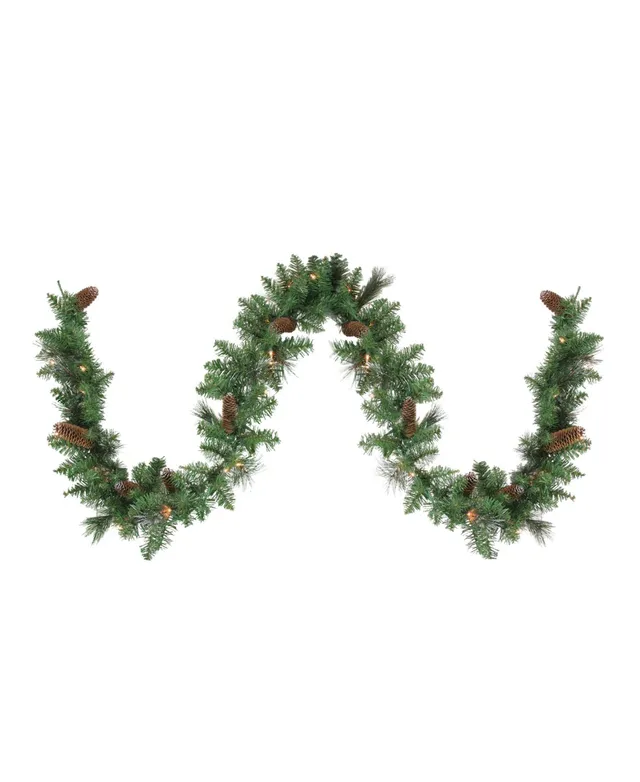 9' x 8 Pre-Lit Snow White Artificial Christmas Garland, Clear Lights