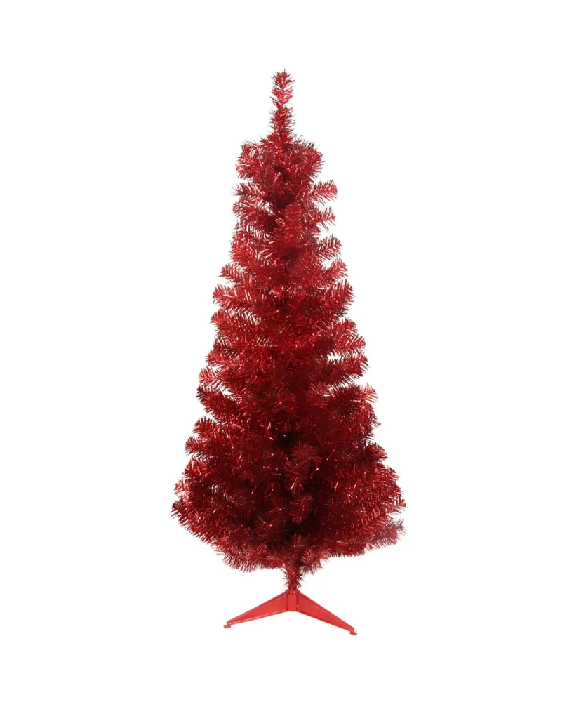 Northlight 4' Holographic Silver Tinsel Slim Artificial Christmas Tree -  Unlit