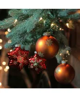 Northlight 4ct Shiny Red Stars and Amber Orange Ball Design Glass Christmas Ornament Set