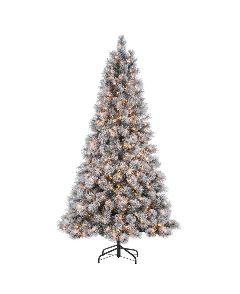Sterling 7.5-Foot High Flocked Pre-Lit Hard Mixed Needle Boise Pine with Warm White Lights