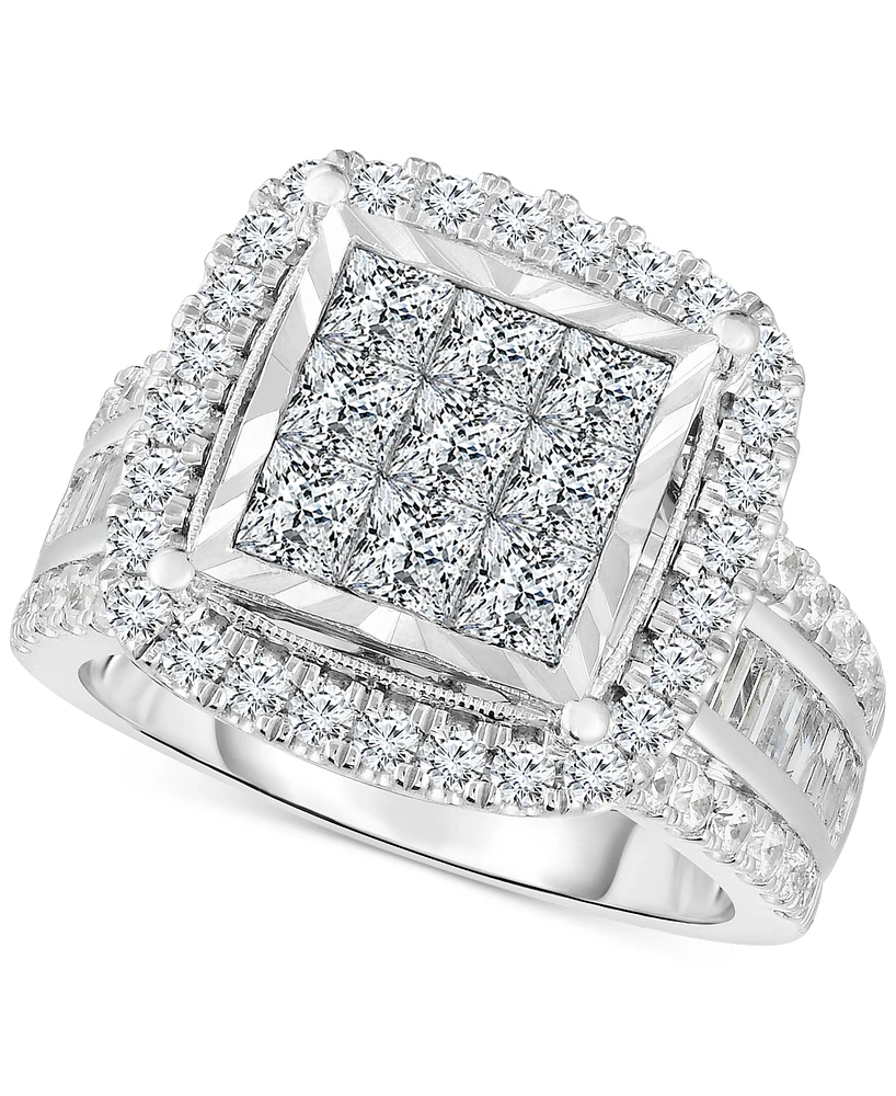 TruMiracle Diamond Halo Cluster Engagement Ring (3 ct. t.w.) in 10k White Gold