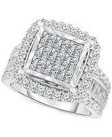 TruMiracle Diamond Halo Cluster Engagement Ring (3 ct. t.w.) in 10k White Gold