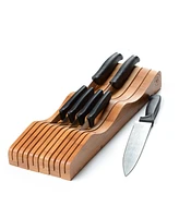 Bambusi In-Drawer Knife Block - Bamboo Knife Drawer Organizer for Kitchen | Fits 5 Long + 6 Short Knives