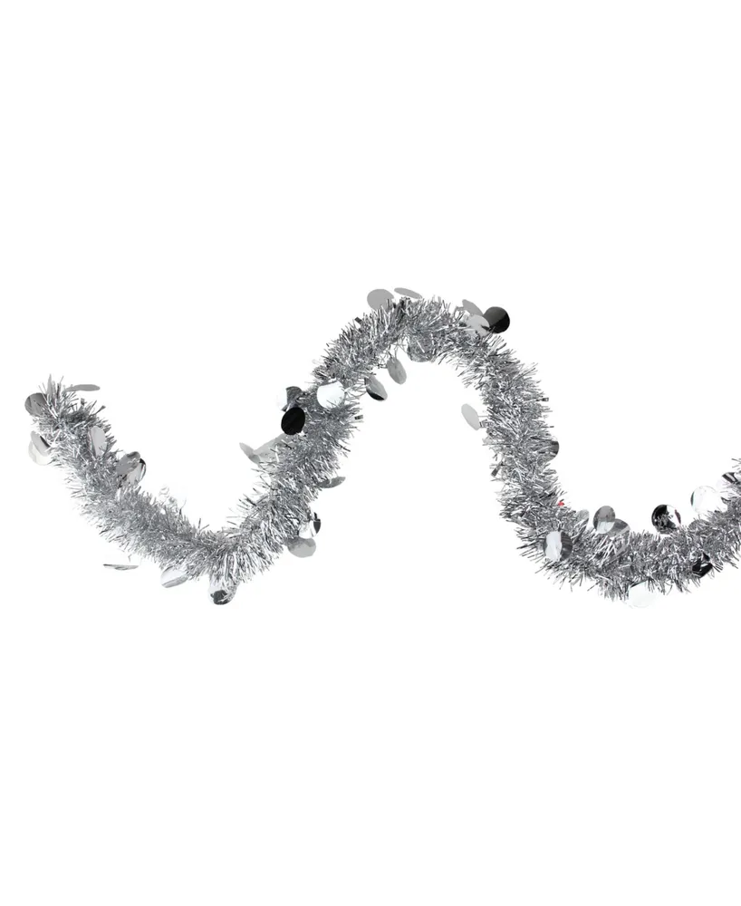 Northlight 50' Traditional Silver Christmas Tinsel Garland with Shiny Polka Dots - Unlit