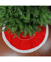 Northlight 48" Quilted Red Velvet Christmas Tree Skirt with White Cord and Faux Fur Border