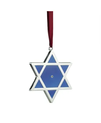 Northlight 3" Shiny Silver-Plated Blue Star of David Hanukkah Ornament with European Crystal