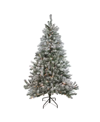 Northlight 6' Pre-Lit Flocked Balsam Pine Artificial Christmas Tree - Clear Lights