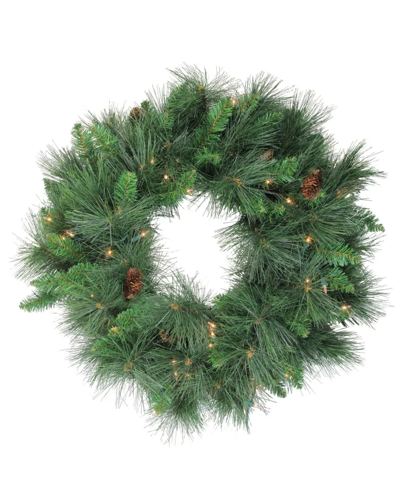 Northlight 24" Pre-Lit White Valley Pine Artificial Christmas Wreath - Clear Lights