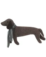 Northlight 7.5" Plush Brown Dachshund Dog with Scarf Christmas Decoration