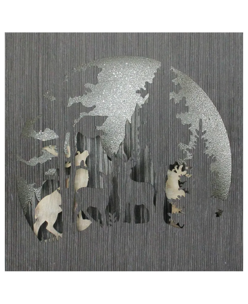 Northlight 13.75" Glittered Winter Woodland Deer Christmas Shadow Box Table Decoration