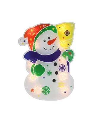 Northlight 12.5" Lighted Holographic Snowman Christmas Window Silhouette Decoration