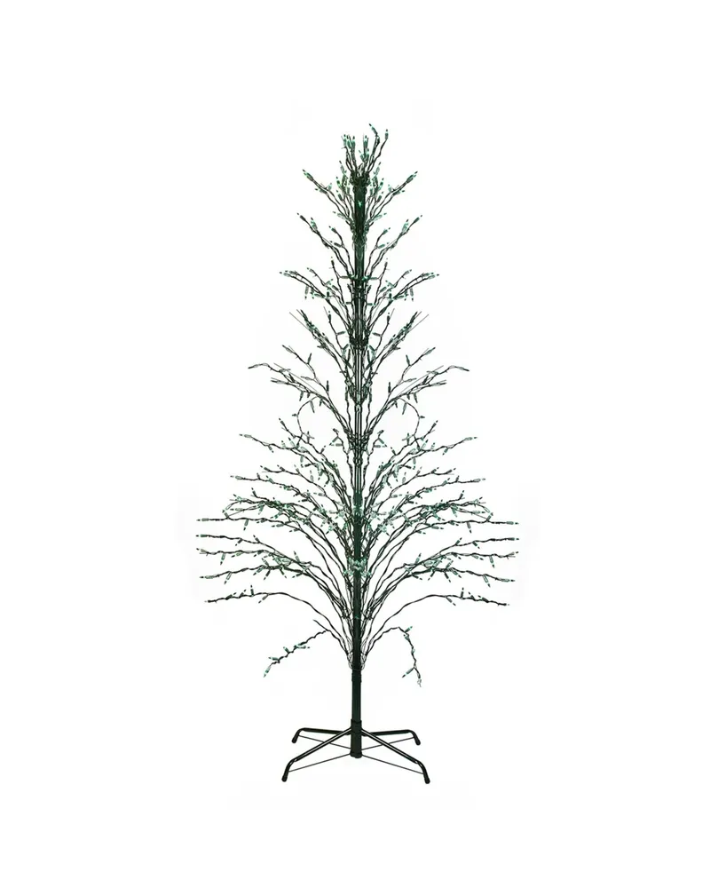 Northlight 9' Green Christmas Cascade Twig Tree Outdoor Decoration - Green Lights