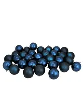 Northlight 32ct Sapphire Blue Shatterproof Shiny and Matte Christmas Ball Ornaments 3.25" 80mm