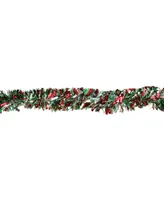 Northlight 12' Shiny Red Green and Silver Christmas Tinsel Garland - Unlit