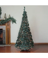 Northlight 6' Pre-Lit Green Holly Leaf Pop-Up Artificial Christmas Tree - Clear Lights