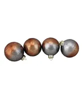 Northlight 4ct Shiny Blue and Rose Gold Hand Blown Christmas Glass Ball Ornaments 3.25" 80mm