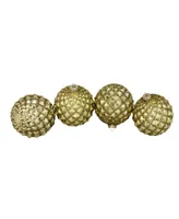 Northlight 4ct Gold Glitter Flake Christmas Glass Ball Ornaments 4" 100mm