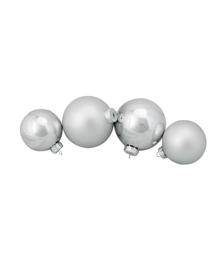 Northlight 72ct Silver Shiny and Matte Christmas Glass Ball Ornaments 3.25-4"